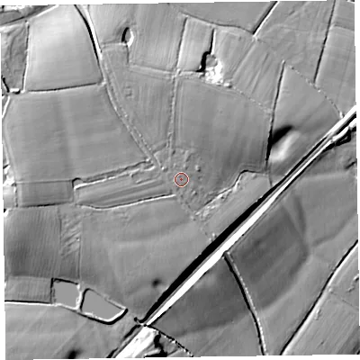 Shaded relief map of the ground around TA41HR, computed from Environment Agency LiDAR. The ground here sits at about 41 m above sea level and falls 16 m across the surrounding 800 m. Surface water reaching this point runs off ground lying to the west-north-west, 1.0 m higher.