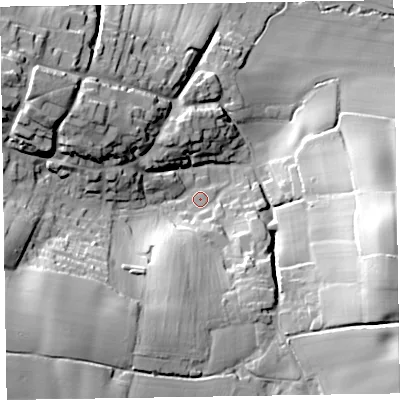 Shaded relief map of the ground around TA41HU, computed from Environment Agency LiDAR. The ground here sits at about 63 m above sea level and falls 44 m across the surrounding 800 m. Surface water reaching this point runs off ground lying to the south-south-west, 16.0 m higher.