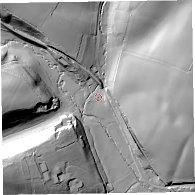 Shaded relief map of the ground around TA43HY, computed from Environment Agency LiDAR. The ground here sits at about 73 m above sea level and falls 47 m across the surrounding 800 m. Surface water reaching this point runs off ground lying to the east-north-east, 7.3 m higher.