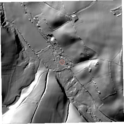 Shaded relief map of the ground around TA44HR, computed from Environment Agency LiDAR. The ground here sits at about 69 m above sea level and falls 102 m across the surrounding 800 m. Surface water reaching this point runs off ground lying to the north-east, 89.4 m higher.