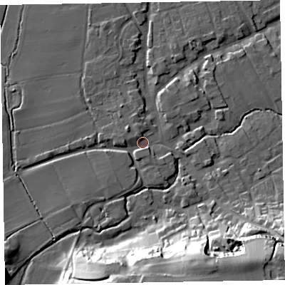 Shaded relief map of the ground around TA44NG, computed from Environment Agency LiDAR. The ground here sits at about 31 m above sea level and falls 37 m across the surrounding 800 m. Surface water reaching this point runs off ground lying to the south, 28.6 m higher.