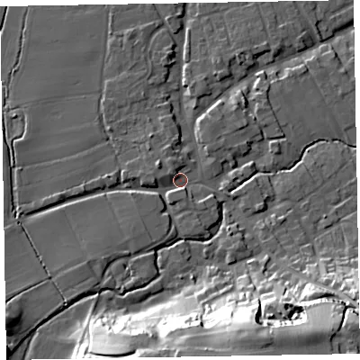Shaded relief map of the ground around TA44NH, computed from Environment Agency LiDAR. The ground here sits at about 31 m above sea level and falls 37 m across the surrounding 800 m. Surface water reaching this point runs off ground lying to the south, 27.9 m higher.