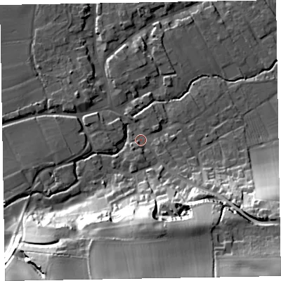 Shaded relief map of the ground around TA44NW, computed from Environment Agency LiDAR. The ground here sits at about 31 m above sea level and falls 42 m across the surrounding 800 m. Surface water reaching this point runs off ground lying to the south-south-east, 37.6 m higher.