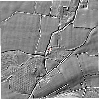 Shaded relief map of the ground around TA52BB, computed from Environment Agency LiDAR. The ground here sits at about 7 m above sea level and falls 6 m across the surrounding 800 m. Surface water reaching this point runs off ground lying to the south-west, 4.0 m higher.