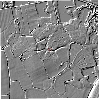 Shaded relief map of the ground around TA52BL, computed from Environment Agency LiDAR. The ground here sits at about 7 m above sea level and falls 8 m across the surrounding 800 m. Surface water reaching this point runs off ground lying to the south-south-west, 3.0 m higher.