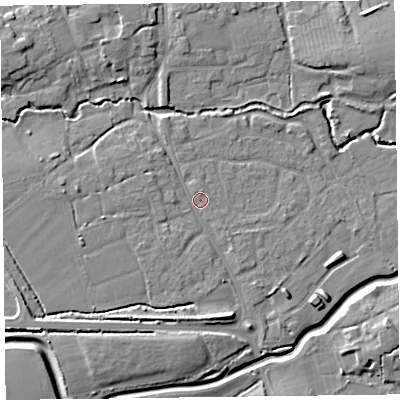 Shaded relief map of the ground around TA52JN, computed from Environment Agency LiDAR. The ground here sits at about 11 m above sea level and falls 11 m across the surrounding 800 m. Surface water reaching this point runs off ground lying to the west, 3.8 m higher.