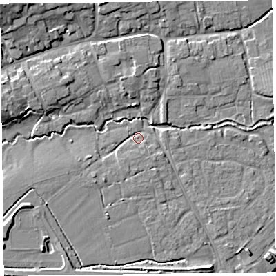 Shaded relief map of the ground around TA52LH, computed from Environment Agency LiDAR. The ground here sits at about 11 m above sea level and falls 15 m across the surrounding 800 m. Surface water reaching this point runs off ground lying to the west-south-west, 7.3 m higher.