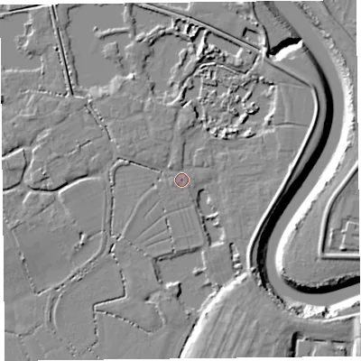 Shaded relief map of the ground around TA52LW, computed from Environment Agency LiDAR. The ground here sits at about 6 m above sea level and falls 11 m across the surrounding 800 m. Surface water reaching this point runs off ground lying to the south-south-east, 7.2 m higher.