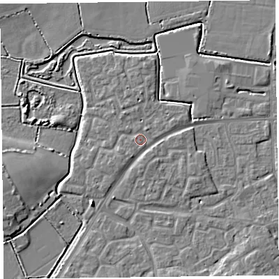 Shaded relief map of the ground around TA63RB, computed from Environment Agency LiDAR. The ground here sits at about 7 m above sea level and falls 6 m across the surrounding 800 m. Surface water reaching this point runs off ground lying to the north-north-east, 0.9 m higher.