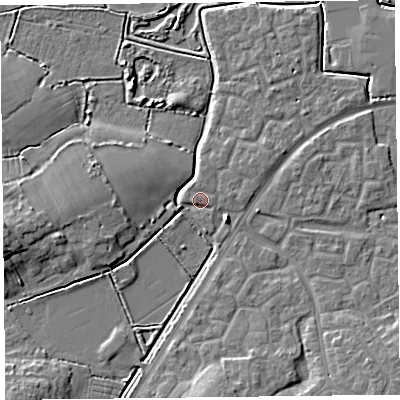 Shaded relief map of the ground around TA63SX, computed from Environment Agency LiDAR. The ground here sits at about 7 m above sea level and falls 8 m across the surrounding 800 m. Surface water reaching this point runs off ground lying to the south-west, 1.0 m higher.