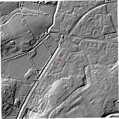 Shaded relief map of the ground around TA63UH, computed from Environment Agency LiDAR. The ground here sits at about 7 m above sea level and falls 7 m across the surrounding 800 m. Surface water reaching this point runs off ground lying to the north-east, 0.7 m higher.