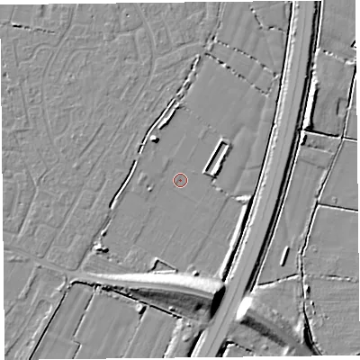 Shaded relief map of the ground around TA65FZ, computed from Environment Agency LiDAR. The ground here sits at about 5 m above sea level and falls 11 m across the surrounding 800 m. Surface water reaching this point runs off ground lying to the north-west, 0.6 m higher.