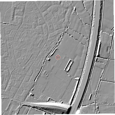 Shaded relief map of the ground around TA65GD, computed from Environment Agency LiDAR. The ground here sits at about 6 m above sea level and falls 11 m across the surrounding 800 m. Surface water reaching this point runs off ground lying to the west-south-west, 4.9 m higher.