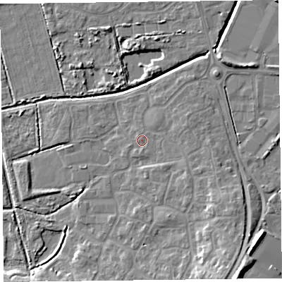 Shaded relief map of the ground around TA66AH, computed from Environment Agency LiDAR. The ground here sits at about 6 m above sea level and falls 13 m across the surrounding 800 m. Surface water reaching this point runs off ground lying to the east-south-east, 1.2 m higher.