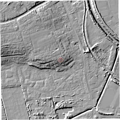 Shaded relief map of the ground around TA66BP, computed from Environment Agency LiDAR. The ground here sits at about 11 m above sea level and falls 13 m across the surrounding 800 m. Surface water reaching this point runs off ground lying to the north-west, 1.4 m higher.