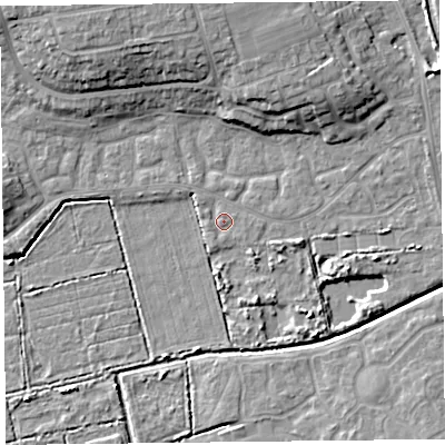 Shaded relief map of the ground around TA66UH, computed from Environment Agency LiDAR. The ground here sits at about 5 m above sea level and falls 11 m across the surrounding 800 m. Surface water reaching this point runs off ground lying to the north, 9.5 m higher.
