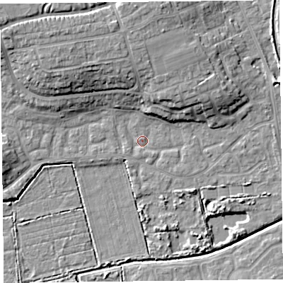 Shaded relief map of the ground around TA66UJ, computed from Environment Agency LiDAR. The ground here sits at about 5 m above sea level and falls 12 m across the surrounding 800 m. Surface water reaching this point runs off ground lying to the north-north-west, 9.3 m higher.