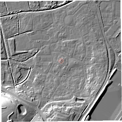 Shaded relief map of the ground around TA66WJ, computed from Environment Agency LiDAR. The ground here sits at about 7 m above sea level and falls 23 m across the surrounding 800 m. Surface water reaching this point runs off ground lying to the south-east, 0.8 m higher.