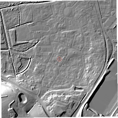 Shaded relief map of the ground around TA66WZ, computed from Environment Agency LiDAR. The ground here sits at about 7 m above sea level and falls 23 m across the surrounding 800 m. Surface water reaching this point runs off ground lying to the east-north-east, 0.9 m higher.