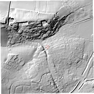 Shaded relief map of the ground around TA67RB, computed from Environment Agency LiDAR. The ground here sits at about 11 m above sea level and falls 31 m across the surrounding 800 m. Surface water reaching this point runs off ground lying to the south-south-west, 10.0 m higher.