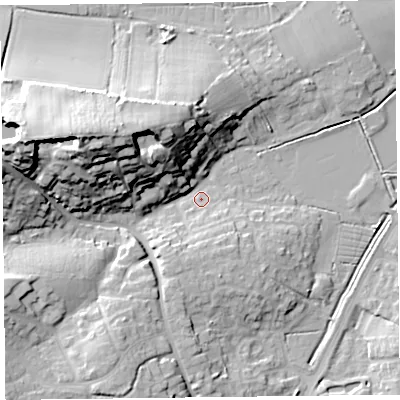 Shaded relief map of the ground around TA67RH, computed from Environment Agency LiDAR. The ground here sits at about 7 m above sea level and falls 31 m across the surrounding 800 m. Surface water reaching this point runs off ground lying to the west-north-west, 29.7 m higher.