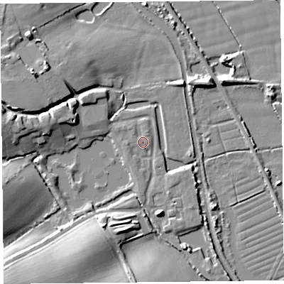Shaded relief map of the ground around TA70AY, computed from Environment Agency LiDAR. The ground here sits at about 7 m above sea level and falls 11 m across the surrounding 800 m. Surface water reaching this point runs off ground lying to the north-north-east, 0.8 m higher.
