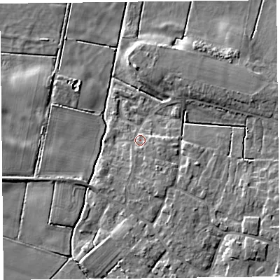 Shaded relief map of the ground around TA70HJ, computed from Environment Agency LiDAR. The ground here sits at about 6 m above sea level and falls 7 m across the surrounding 800 m. Surface water reaching this point runs off ground lying to the south-south-east, 3.1 m higher.