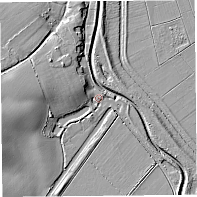 Shaded relief map of the ground around TA70JN, computed from Environment Agency LiDAR. The ground here sits at about 7 m above sea level and falls 12 m across the surrounding 800 m. Surface water reaching this point runs off ground lying to the north-west, 10.3 m higher.