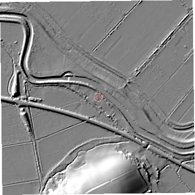 Shaded relief map of the ground around TA70JW, computed from Environment Agency LiDAR. The ground here sits at about 7 m above sea level and falls 23 m across the surrounding 800 m. Surface water reaching this point runs off ground lying to the east-north-east, 1.9 m higher.