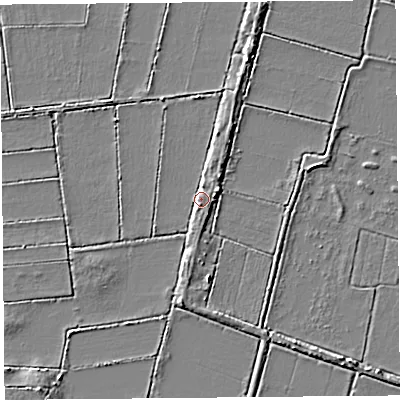Shaded relief map of the ground around TA78NQ, computed from Environment Agency LiDAR. The ground here sits at about 3 m above sea level and falls 3 m across the surrounding 800 m. Surface water reaching this point runs off ground lying to the north-north-east, 2.2 m higher.