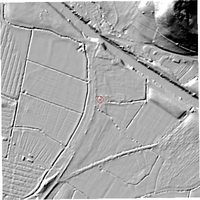 Shaded relief map of the ground around TA78PH, computed from Environment Agency LiDAR. The ground here sits at about 7 m above sea level and falls 63 m across the surrounding 800 m. Surface water reaching this point runs off ground lying to the south-west, 0.9 m higher.