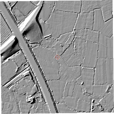 Shaded relief map of the ground around TA78QW, computed from Environment Agency LiDAR. The ground here sits at about 6 m above sea level and falls 11 m across the surrounding 800 m. Surface water reaching this point runs off ground lying to the north-west, 9.0 m higher.