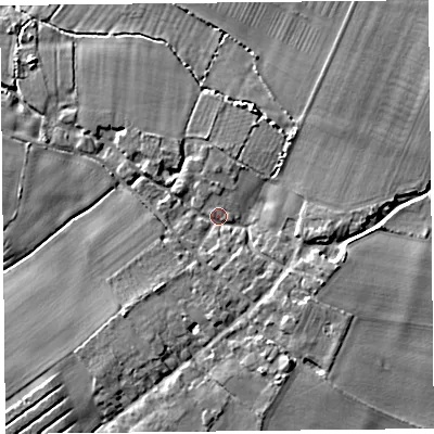 Shaded relief map of the ground around TA78QZ, computed from Environment Agency LiDAR. The ground here sits at about 6 m above sea level and falls 7 m across the surrounding 800 m. Surface water reaching this point runs off ground lying to the south-south-east, 5.1 m higher.