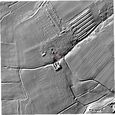 Shaded relief map of the ground around TA78RG, computed from Environment Agency LiDAR. The ground here sits at about 6 m above sea level and falls 6 m across the surrounding 800 m. Surface water reaching this point runs off ground lying to the south, 4.0 m higher.