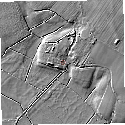 Shaded relief map of the ground around TA78RH, computed from Environment Agency LiDAR. The ground here sits at about 6 m above sea level and falls 8 m across the surrounding 800 m. Surface water reaching this point runs off ground lying to the north-west, 2.0 m higher.