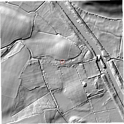 Shaded relief map of the ground around TA78RW, computed from Environment Agency LiDAR. The ground here sits at about 5 m above sea level and falls 11 m across the surrounding 800 m. Surface water reaching this point runs off ground lying to the north, 2.7 m higher.
