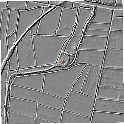 Shaded relief map of the ground around TA79ET, computed from Environment Agency LiDAR. The ground here sits at about 3 m above sea level and falls 3 m across the surrounding 800 m. Surface water reaching this point runs off ground lying to the north-north-east, 2.0 m higher.