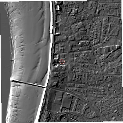 Shaded relief map of the ground around TA81BW, computed from Environment Agency LiDAR. The ground here sits at about 8 m above sea level and falls 17 m across the surrounding 800 m. Surface water reaching this point runs off ground lying to the south-west, 2.5 m higher.