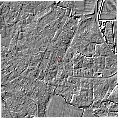 Shaded relief map of the ground around TA81JJ, computed from Environment Agency LiDAR. The ground here sits at about 5 m above sea level and falls 5 m across the surrounding 800 m. Surface water reaching this point runs off ground lying to the south-west, 0.7 m higher.