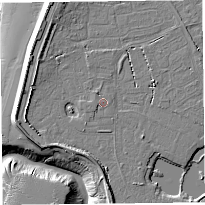 Shaded relief map of the ground around TA81LA, computed from Environment Agency LiDAR. The ground here sits at about 6 m above sea level and falls 14 m across the surrounding 800 m. Surface water reaching this point runs off ground lying to the west-south-west, 0.9 m higher.