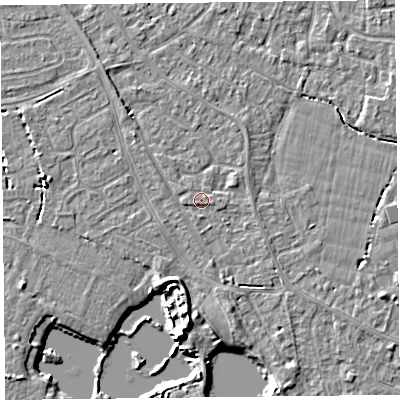Shaded relief map of the ground around TA81RJ, computed from Environment Agency LiDAR. The ground here sits at about 6 m above sea level and falls 6 m across the surrounding 800 m. Surface water reaching this point runs off ground lying to the south-south-west, 2.2 m higher.