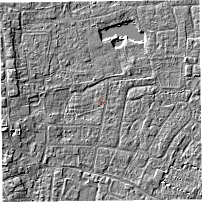 Shaded relief map of the ground around TA82BA, computed from Environment Agency LiDAR. The ground here sits at about 6 m above sea level and falls 5 m across the surrounding 800 m. Surface water reaching this point runs off ground lying to the north-east, 0.9 m higher.