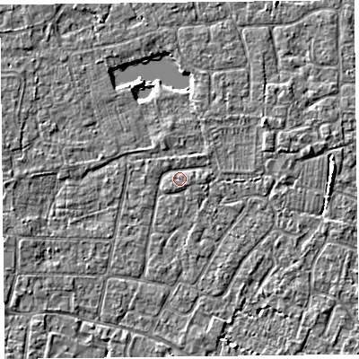 Shaded relief map of the ground around TA82BE, computed from Environment Agency LiDAR. The ground here sits at about 6 m above sea level and falls 3 m across the surrounding 800 m. Surface water reaching this point runs off ground lying to the north-east, 0.7 m higher.