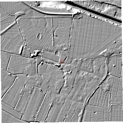 Shaded relief map of the ground around TA93DG, computed from Environment Agency LiDAR. The ground here sits at about 6 m above sea level and falls 11 m across the surrounding 800 m. Surface water reaching this point runs off ground lying to the west-north-west, 5.0 m higher.