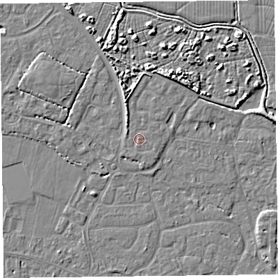 Shaded relief map of the ground around TA93FJ, computed from Environment Agency LiDAR. The ground here sits at about 6 m above sea level and falls 6 m across the surrounding 800 m. Surface water reaching this point runs off ground lying to the south-south-west, 0.5 m higher.
