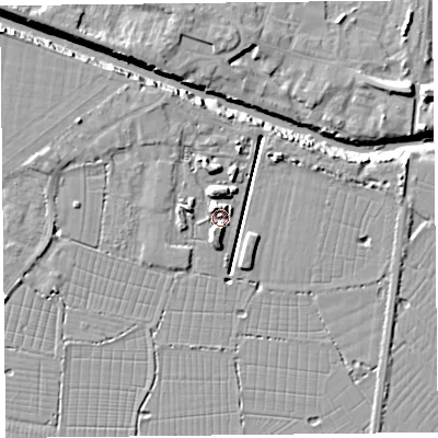 Shaded relief map of the ground around TA93GZ, computed from Environment Agency LiDAR. The ground here sits at about 6 m above sea level and falls 12 m across the surrounding 800 m. Surface water reaching this point runs off ground lying to the north-north-west, 4.0 m higher.