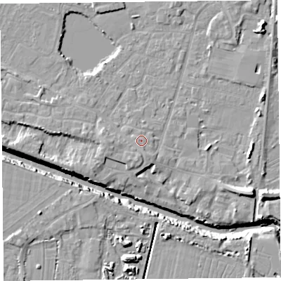 Shaded relief map of the ground around TA93HG, computed from Environment Agency LiDAR. The ground here sits at about 6 m above sea level and falls 12 m across the surrounding 800 m. Surface water reaching this point runs off ground lying to the south-south-west, 2.0 m higher.