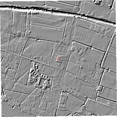 Shaded relief map of the ground around TA93HH, computed from Environment Agency LiDAR. The ground here sits at about 6 m above sea level and falls 7 m across the surrounding 800 m. Surface water reaching this point runs off ground lying to the south-south-west, 0.9 m higher.