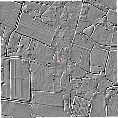 Shaded relief map of the ground around TA93NX, computed from Environment Agency LiDAR. The ground here sits at about 5 m above sea level and falls 3 m across the surrounding 800 m. Surface water reaching this point runs off ground lying to the north-east, 1.3 m higher.