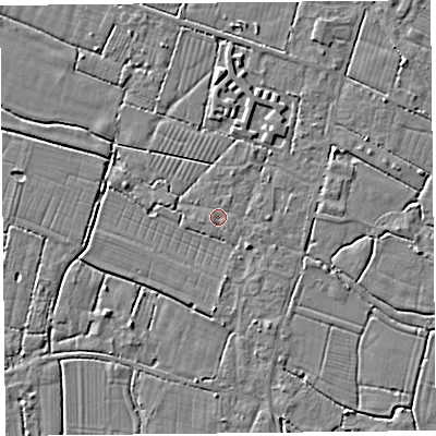 Shaded relief map of the ground around TA93PJ, computed from Environment Agency LiDAR. The ground here sits at about 5 m above sea level and falls 4 m across the surrounding 800 m. Surface water reaching this point runs off ground lying to the north-north-east, 1.6 m higher.